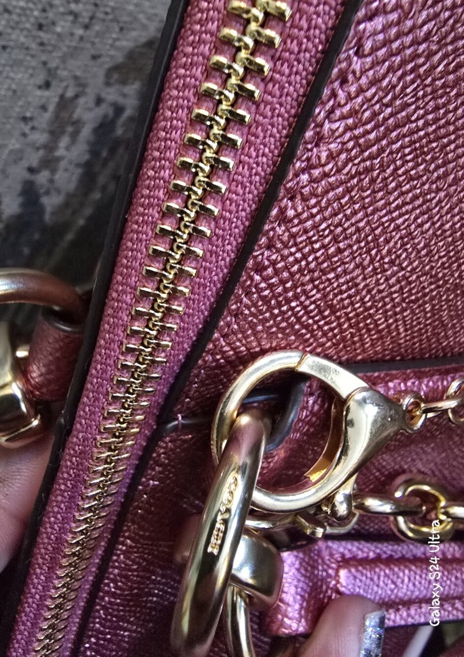 Coach Ava Chain Tote in Metallic Raspberry Crossgrain Leather NWT w/ Charms - Picture 12 of 17